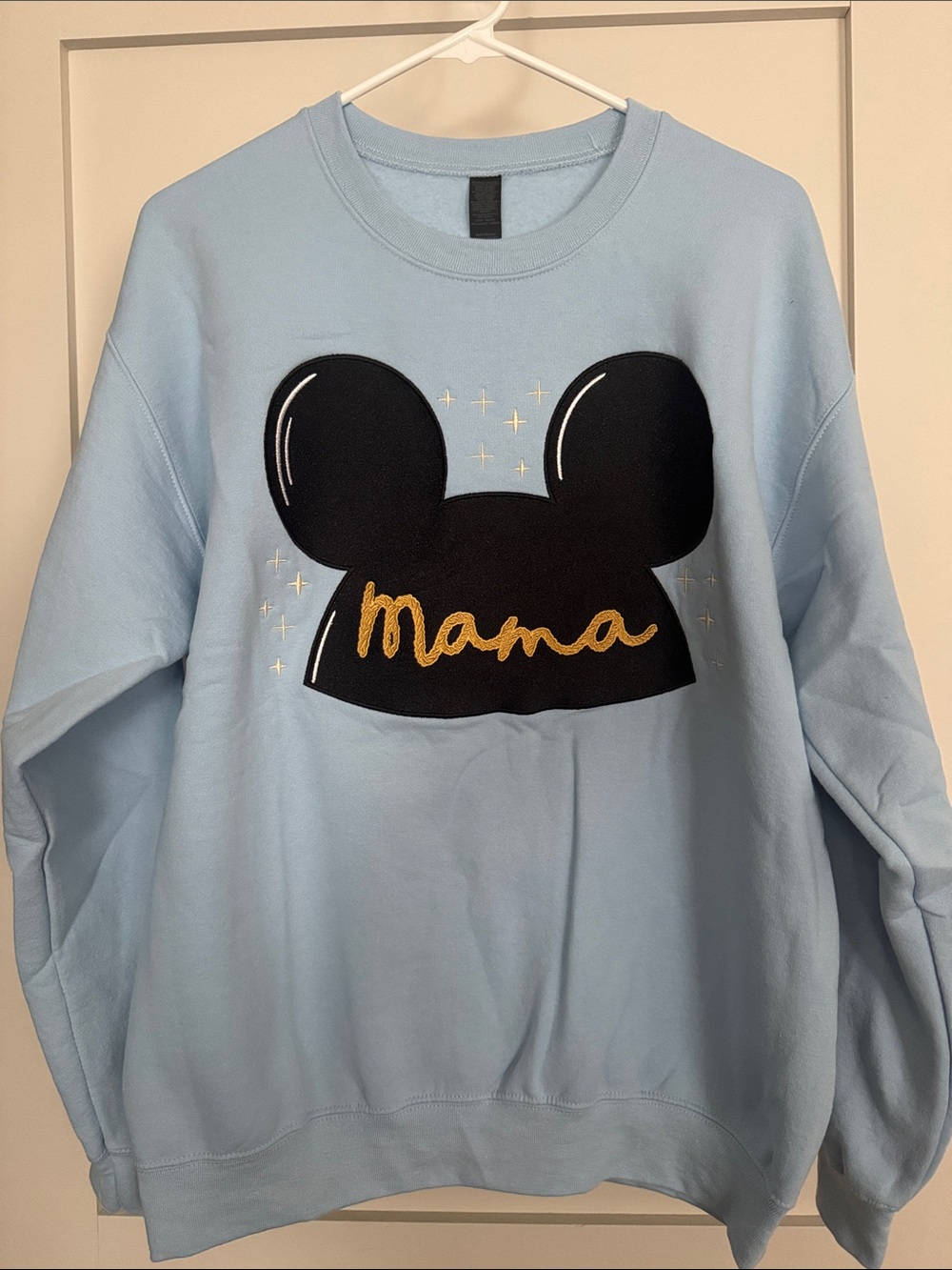 Mama Mickey-Ear Pullover Sweatshirt in Light Blue